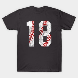 Vintage #18 Baseball Laces Baseball Mom Jersey Love Baseball T-shirt T-Shirt